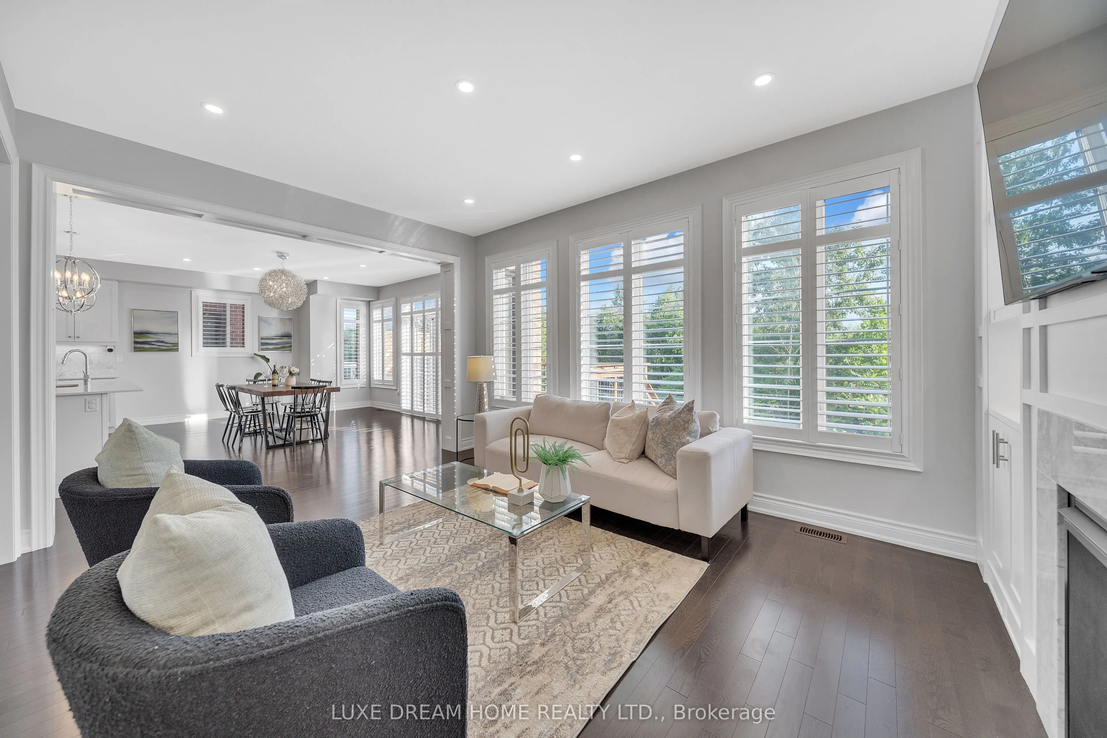 Open concept living room staged in Brampton GTA