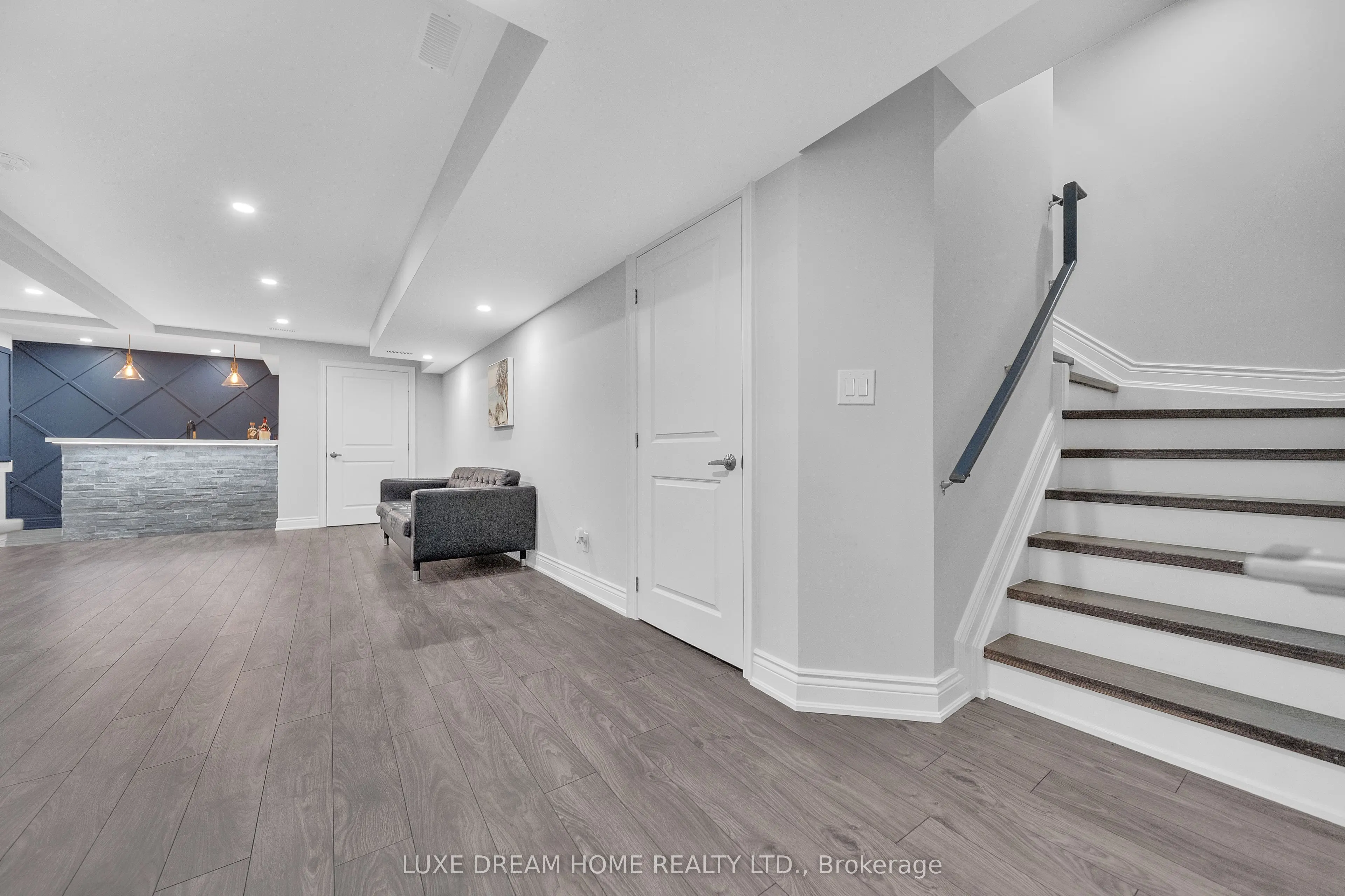 Neutral toned staged living room in Markham house